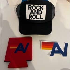 Aviator Nation Black "Rock and Roll" Trucker Hat